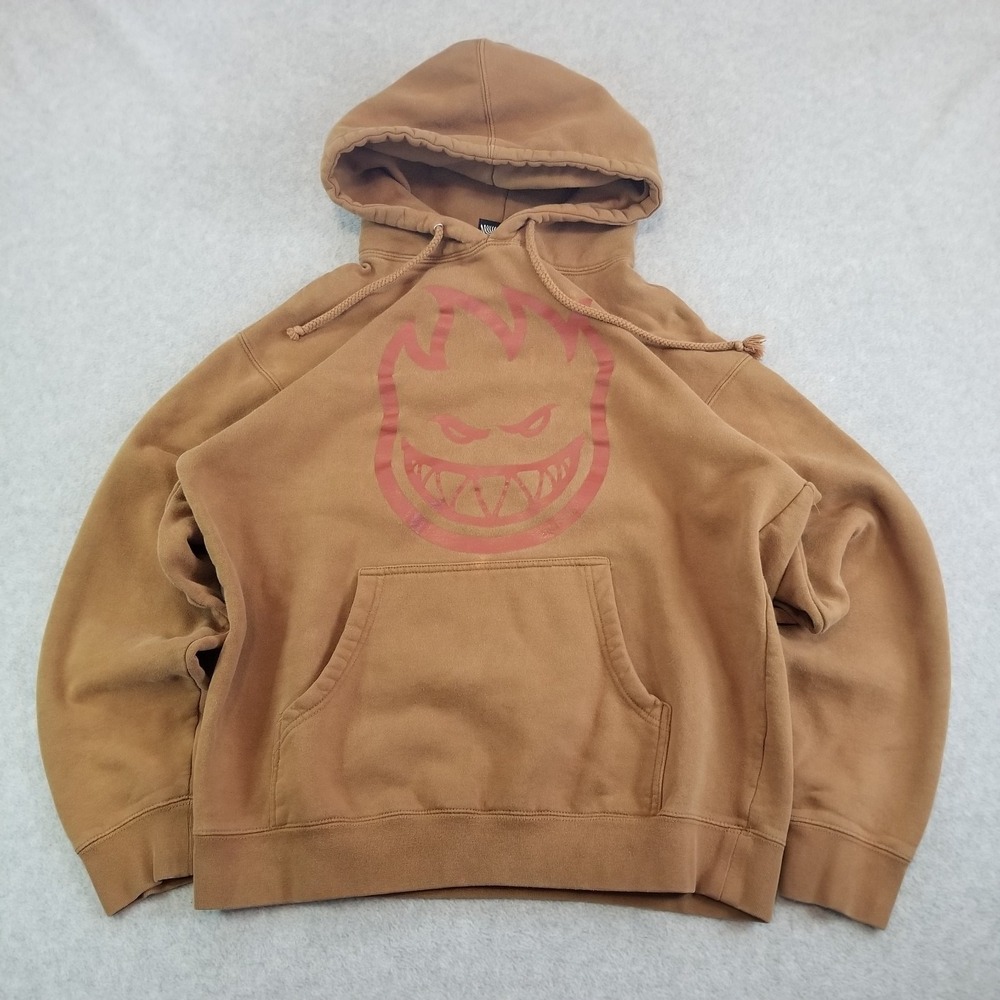 VTG Spitfire Hoodie Mens Large Brown Bighead Graphic Streetwear Y2K Skate Surf